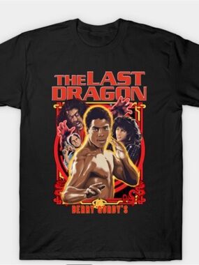 Gildan Black 'The Last Dragon' Graphic Tee with Red & Yellow Artwork